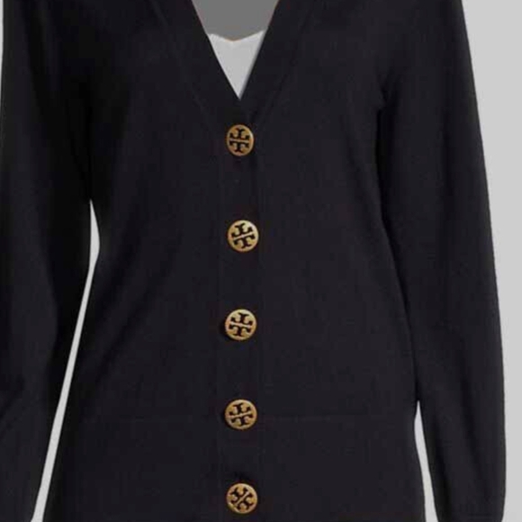 Tory Burch Dark Blue‎ Cardigan with Gold Buttons - Picture 8 of 9